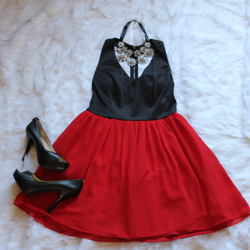 Windsor red and black dress with tulle skirt
